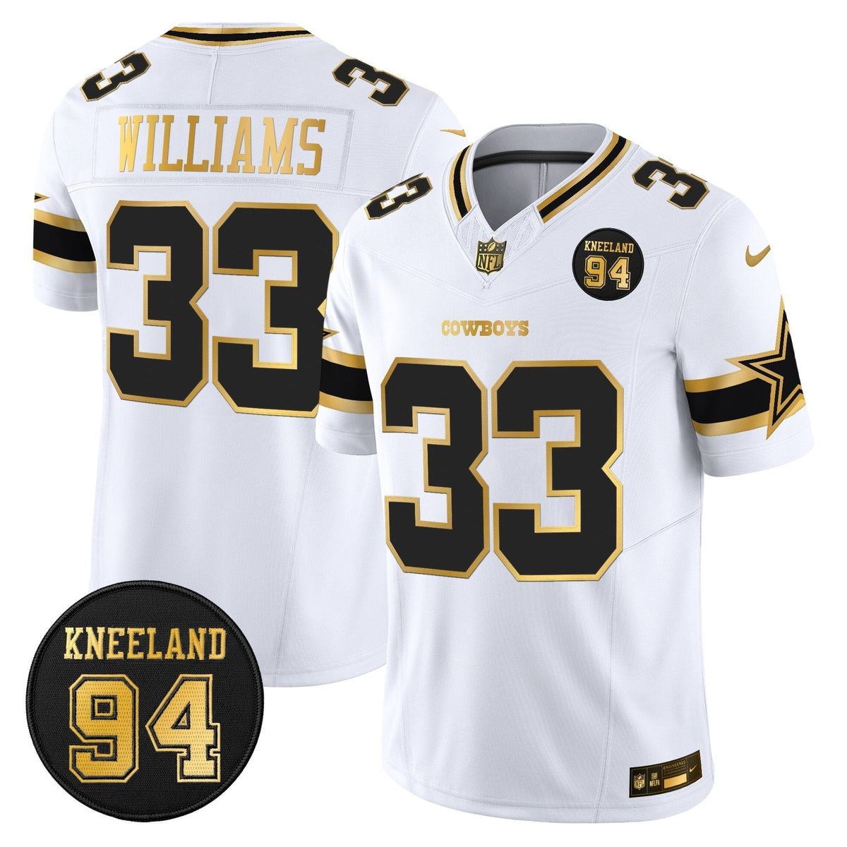 DAL #94 Marshawn Kneeland Memorial Patch Gold Vapor Limited Jersey