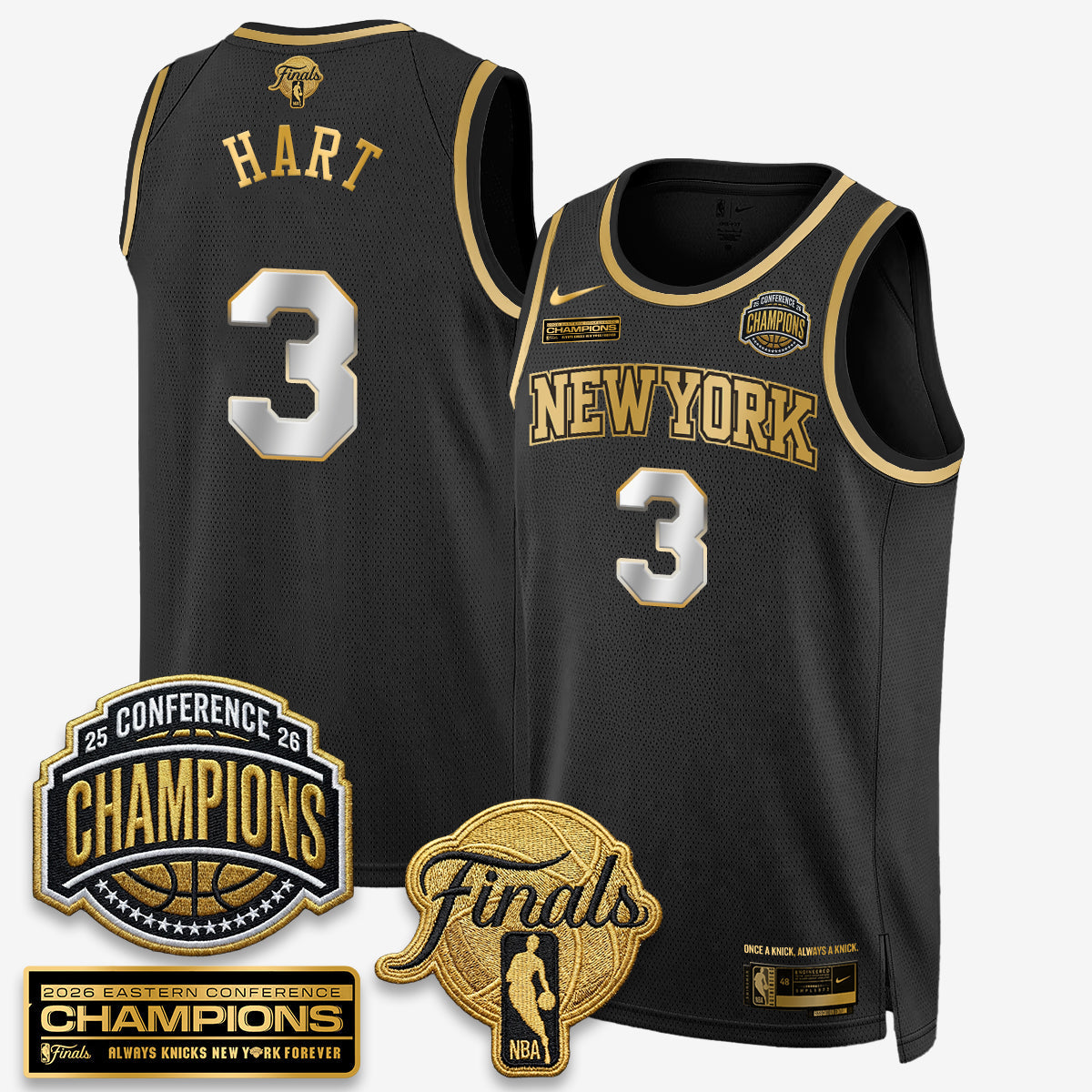 NYK 2026 NBA Eastern Conference Champions Black Gold Edition Jersey - Stitched (2)