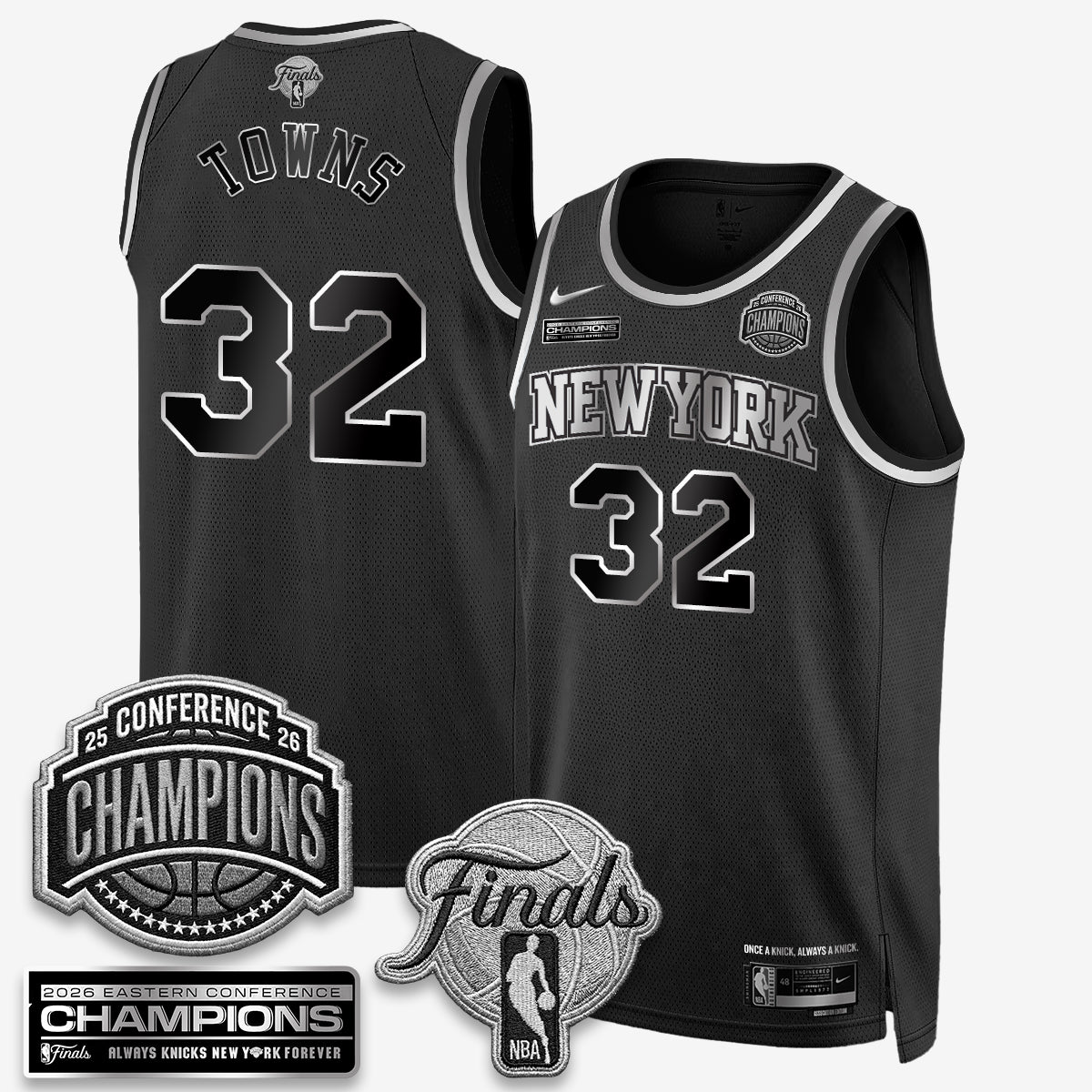 NYK 2026 NBA Eastern Conference Champions Black Gold Edition Jersey - Stitched (2)