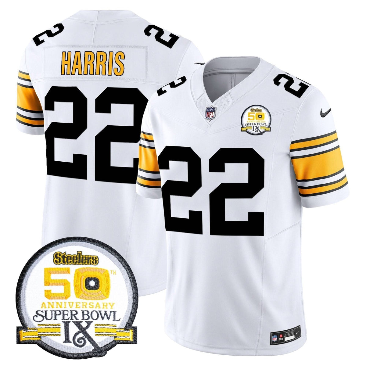 Steelers 50th Anniversary Of Super Bowl IX Patch Vapor Limited Jersey - All Stitched