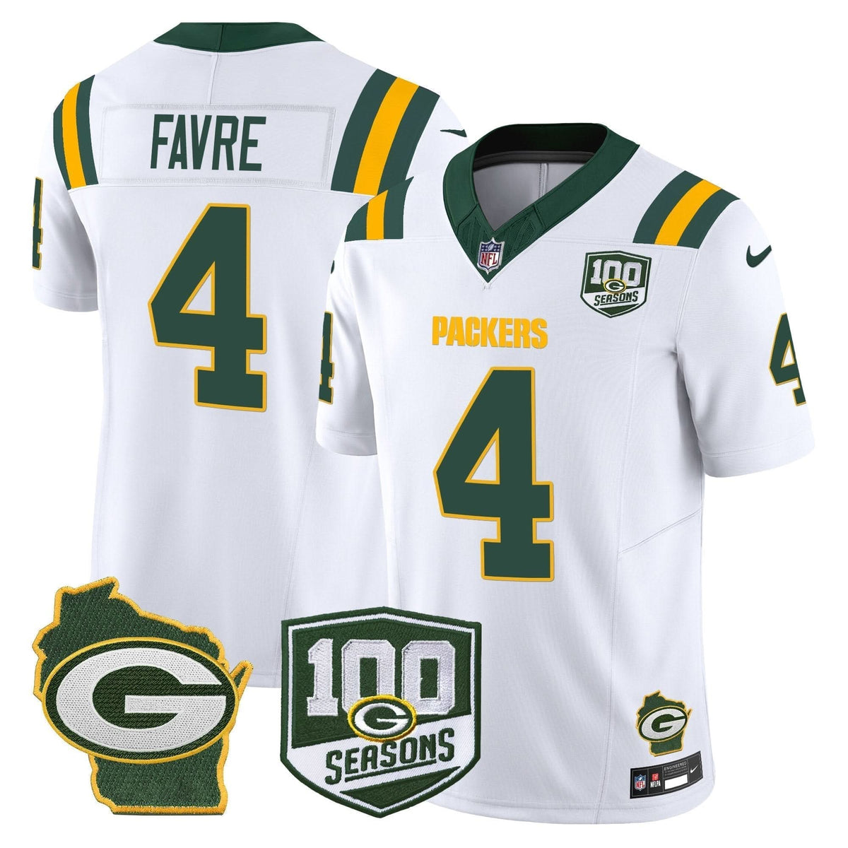 Packers 100th Season & Home Patch Vapor Limited Jersey - All Stitched