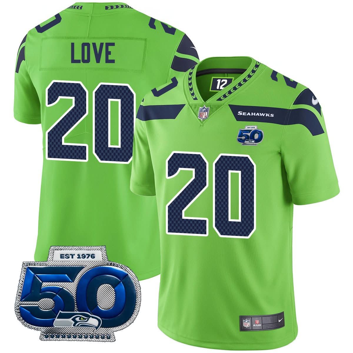 Seattle Seahawks 50th Season Vapor Limited Jersey - All Stitched