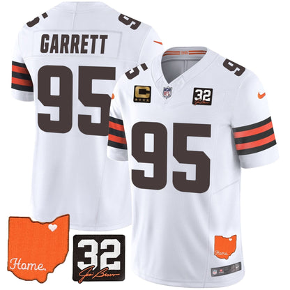 CLE #32 Jim Brown Memorial & Home Patch Vapor Limited Jersey