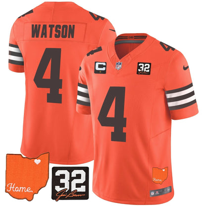 CLE #32 Jim Brown Memorial & Home Patch Vapor Limited Jersey