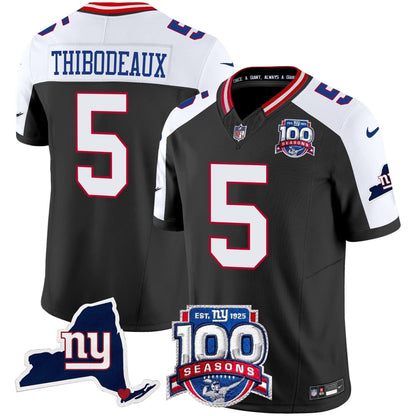 NYG 100th Season & State Patch Vapor Limited Jersey