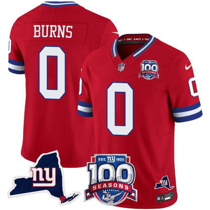 NYG 100th Season & State Patch Vapor Limited Jersey