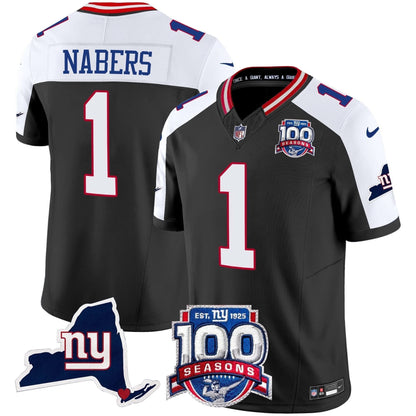 NYG 100th Season & State Patch Vapor Limited Jersey