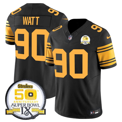 PIT 50th Anniversary Of Super Bowl IX Patch Vapor Limited Jersey