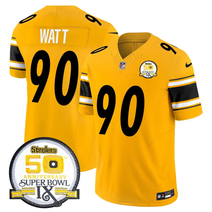 PIT 50th Anniversary Of Super Bowl IX Patch Vapor Limited Jersey