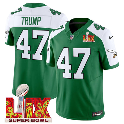 PE Kelly Green Super Bowl LIX Patch Vapor Limited Jersey