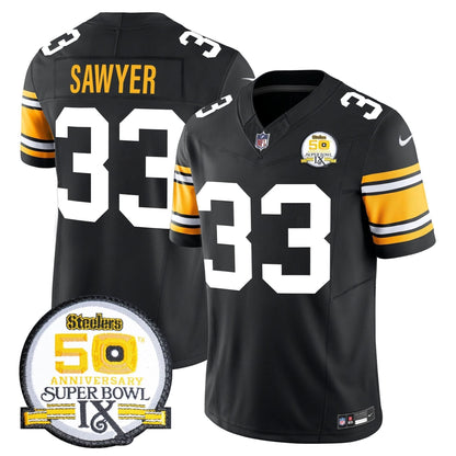 PIT 50th Anniversary Of Super Bowl IX Patch Vapor Limited Jersey