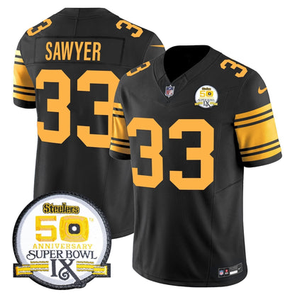 PIT 50th Anniversary Of Super Bowl IX Patch Vapor Limited Jersey