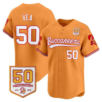 TB 50th Season Patch Vapor Baseball Jersey - All Stitched