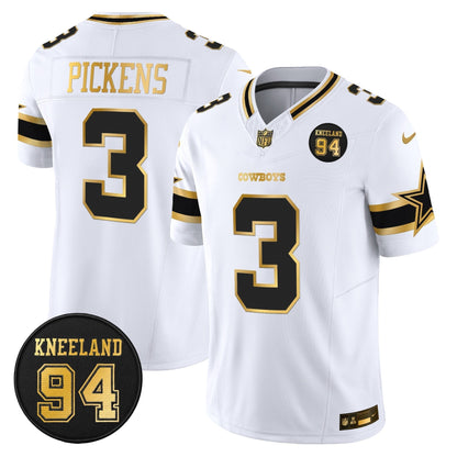 DAL #94 Marshawn Kneeland Memorial Patch Gold Vapor Limited Jersey