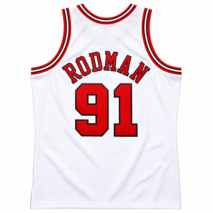 Men's Chicago Bulls Dennis Rodman Mitchell & Ness White 1997-98 Hardwood Classics Swingman Jersey