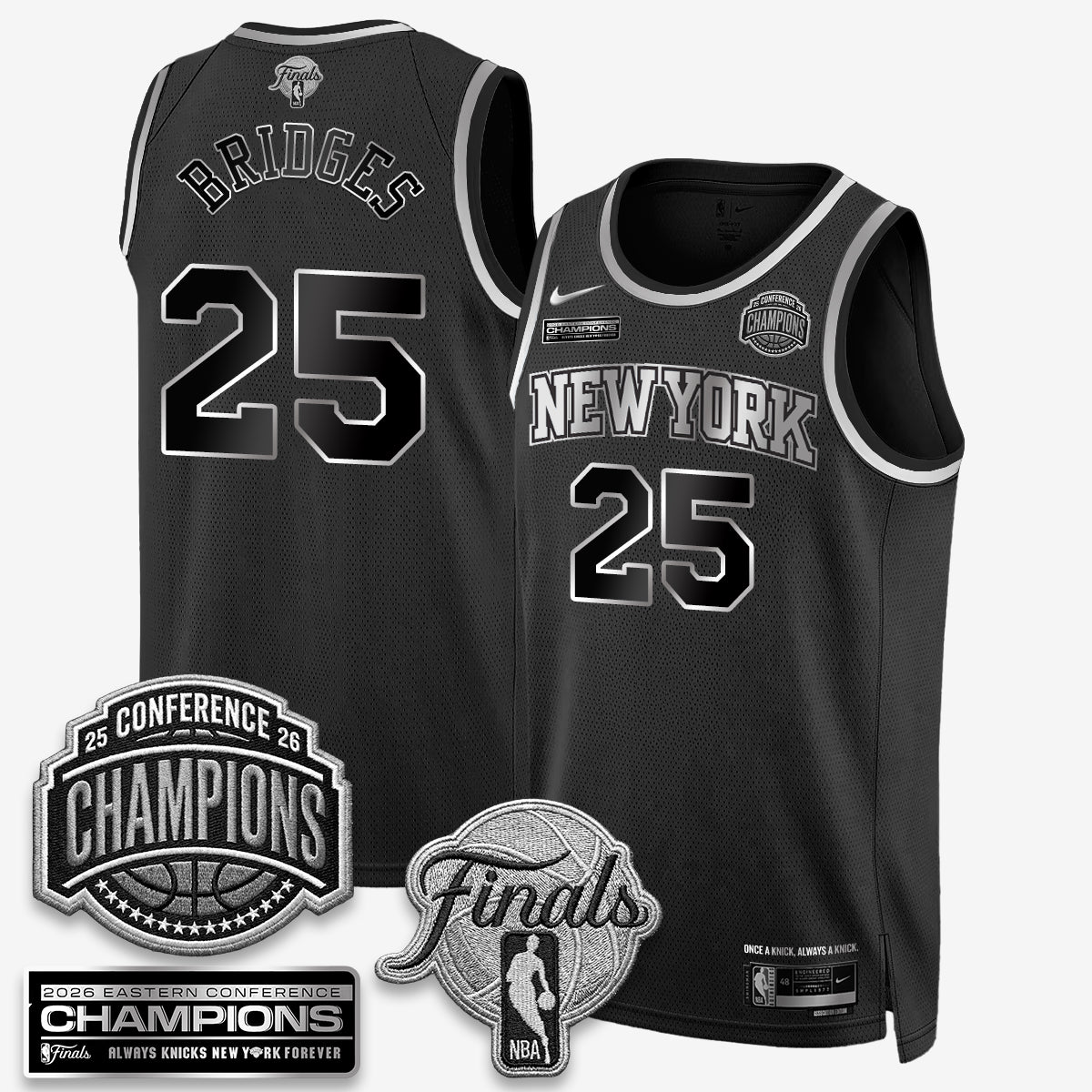 NYK 2026 NBA Eastern Conference Champions Black Gold Edition Jersey - Stitched (2)