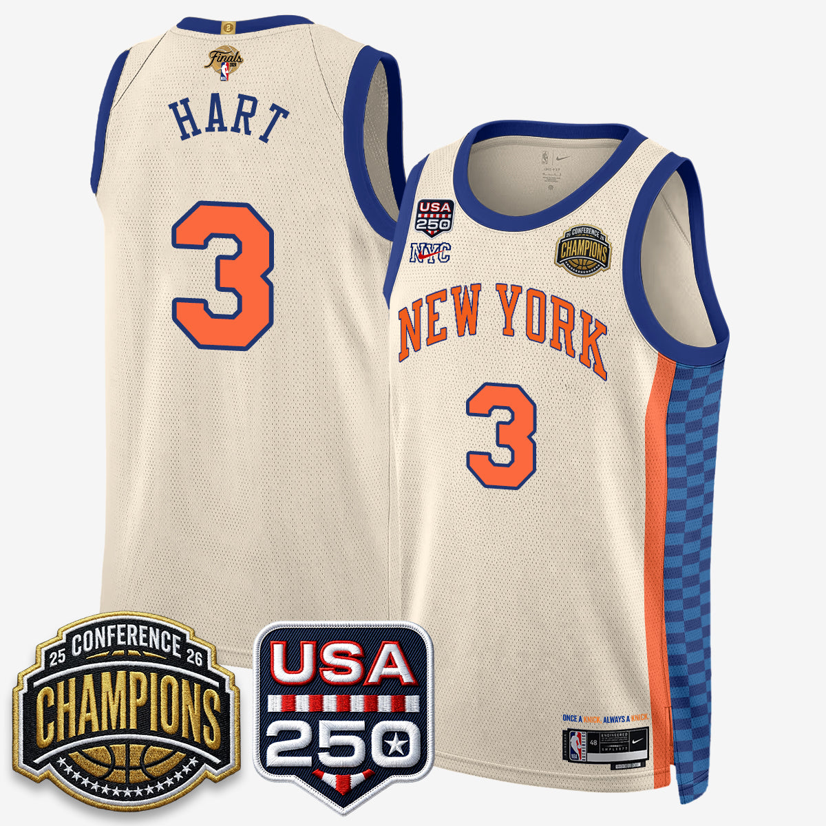 NYK 2026 NBA Eastern Conference Champions City Cream Edition Jersey V2- Stitched