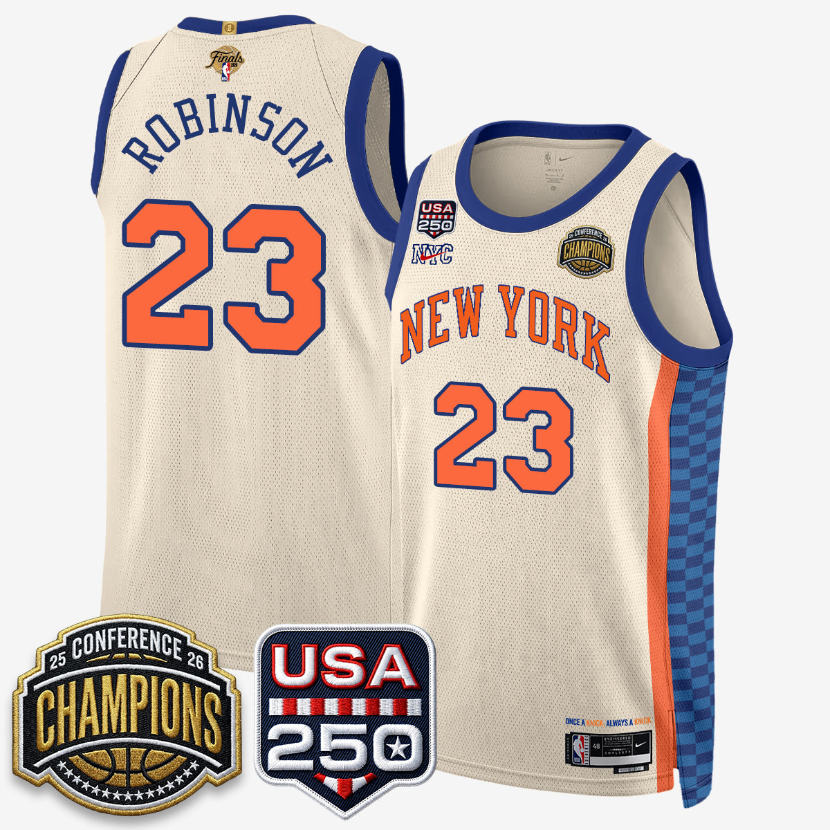 NYK 2026 NBA Eastern Conference Champions City Cream Edition Jersey V2- Stitched