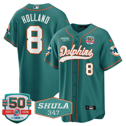 MIA 50th & Don Shula 347 Memorial Patch Baseball Jersey - All Stitched