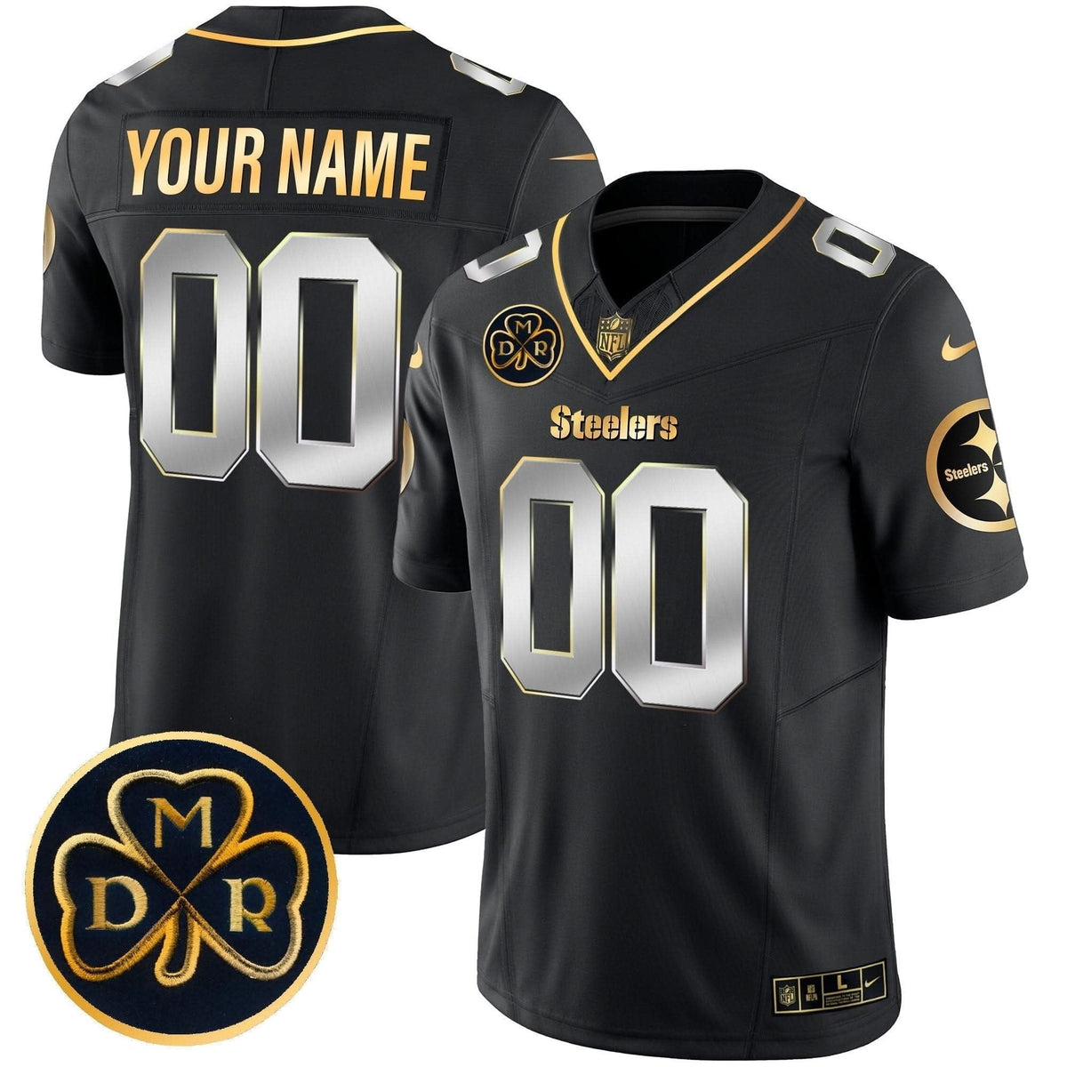 Steelers DMR Patch Gold Vapor Limited Custom Jersey - All Stitched
