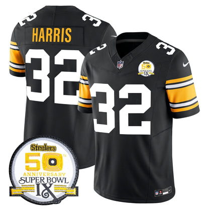 Steelers 50th Anniversary Of Super Bowl IX Patch Vapor Limited Jersey - All Stitched
