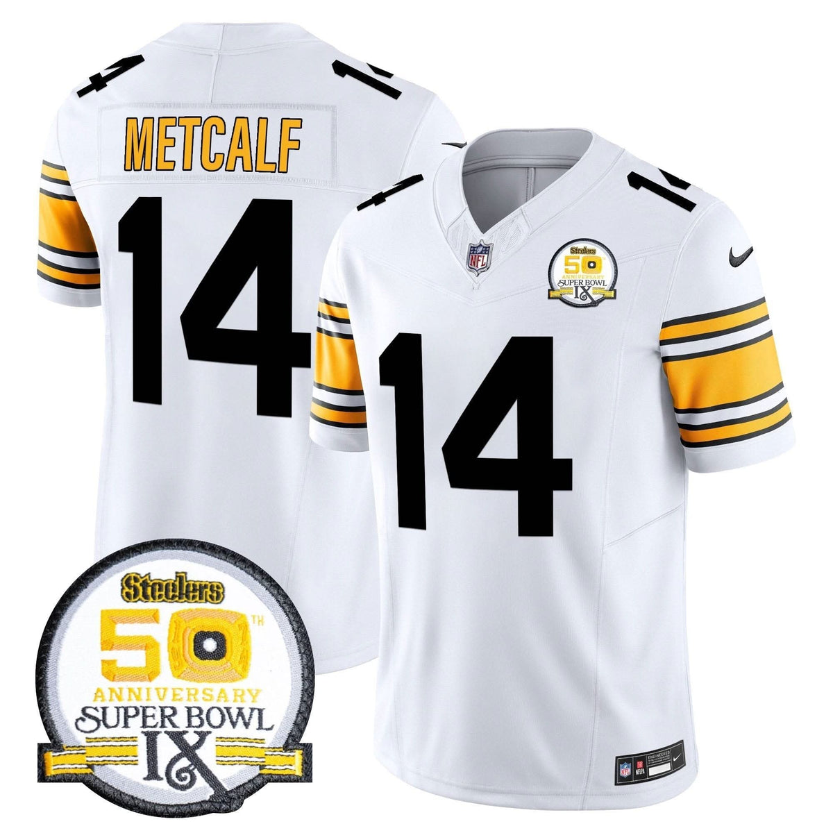 Steelers 50th Anniversary Of Super Bowl IX Patch Vapor Limited Jersey - All Stitched