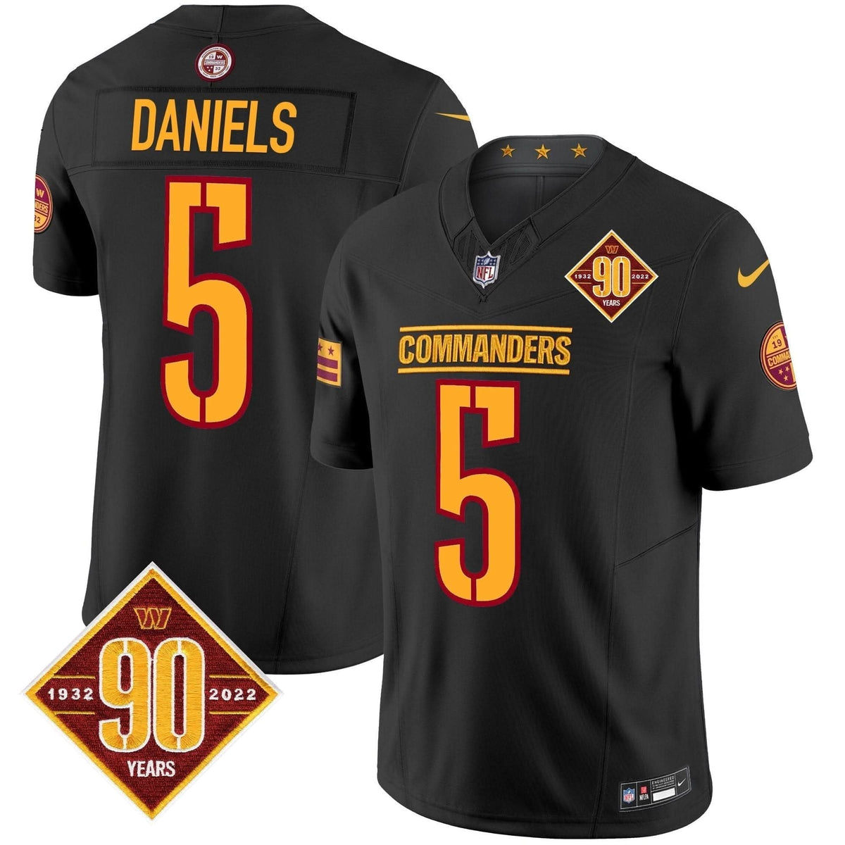 Washington Commanders 90th Anniversary Patch Vapor Limited Jersey - All Stitched