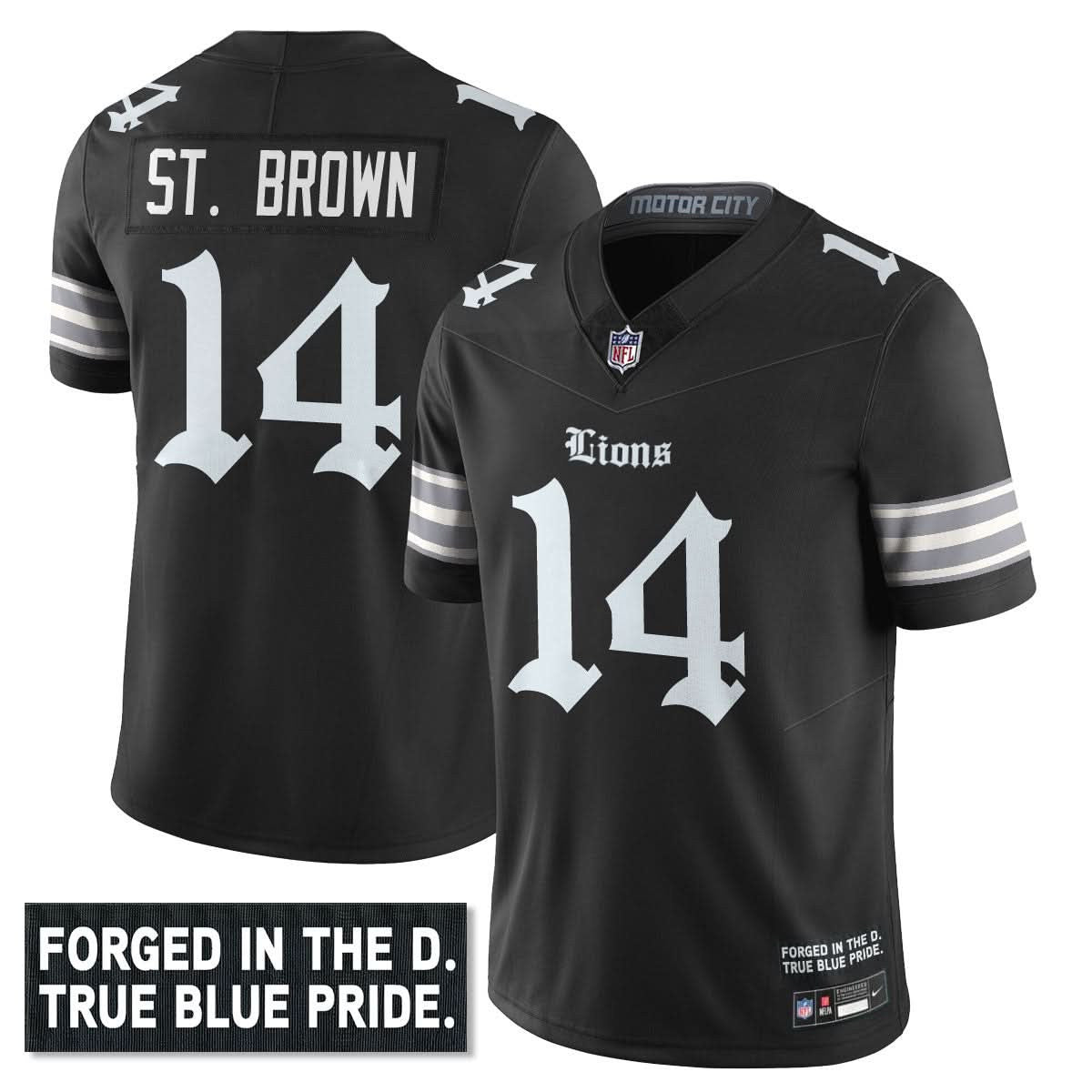Detroit Lions 'Gothic Motor City Edition' Vapor Limited Jersey - All Stitched