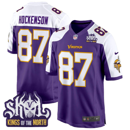 Minnesota Vikings King Of The North Patch Throwback Game Jersey - All Stitched