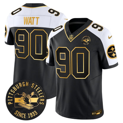 Pittsburgh Steelers Throwback 1933 Patch Gold Vapor Limited Jersey - All Stitched