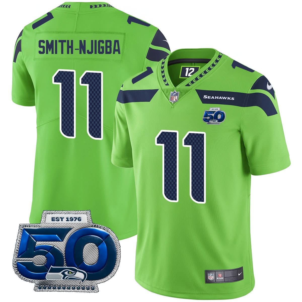 Seattle Seahawks 50th Season Vapor Limited Jersey - All Stitched