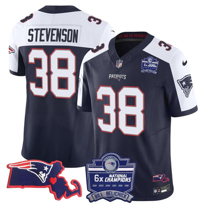 Patriots Bill Belichick 6x Champions Patch Vapor Jersey - All Stitched