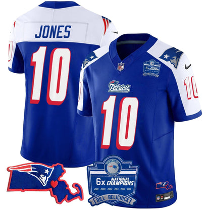 Patriots Bill Belichick 6x Champions Patch Vapor Jersey - All Stitched