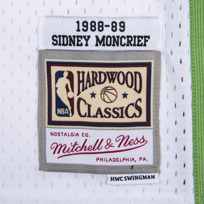 Men's Milwaukee Bucks Sidney Moncrief Mitchell & Ness White 1988-89 Hardwood Classics Swingman Jersey